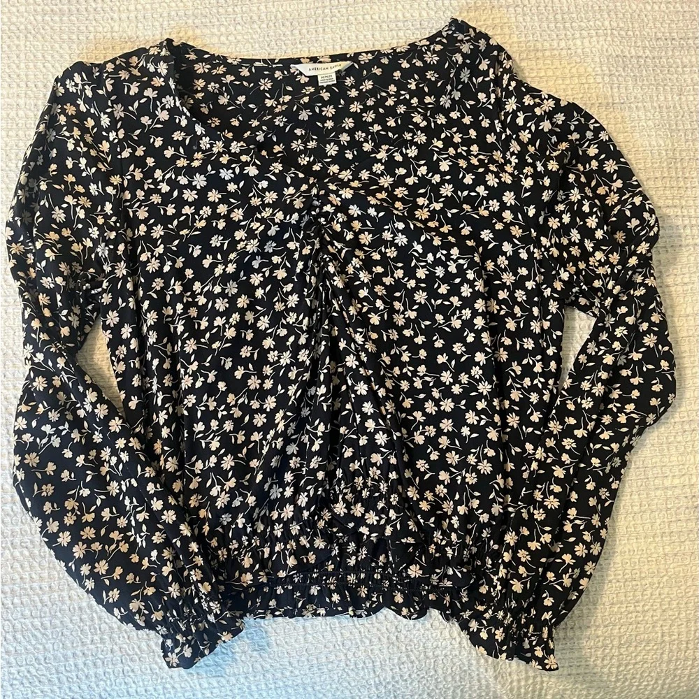 American Eagle Outfitters Black Floral Blouse - Picture 4 of 6